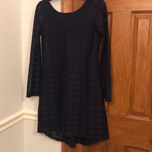 Navy Blue Bohemian style lace dress, Size Small
